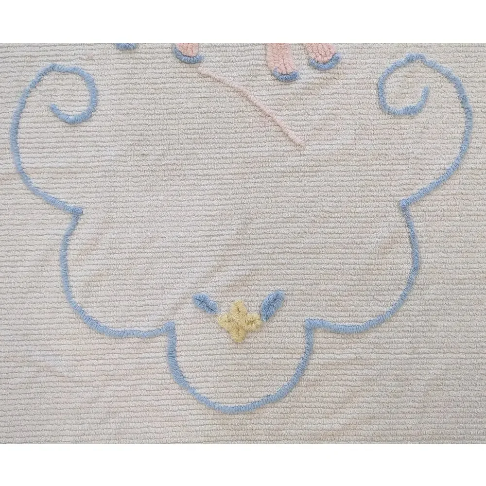 Vintage 1950s Tufted Chenille Pink & Blue Cute Baby Deer Fawn Crib Blanket Flaws